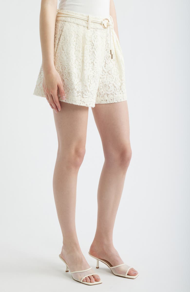 Reiss Lori Pleat Lace Shorts, Alternate, color, White