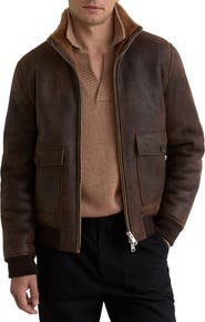 Reiss Peveral Genuine Shearling Lined Leather Jacket