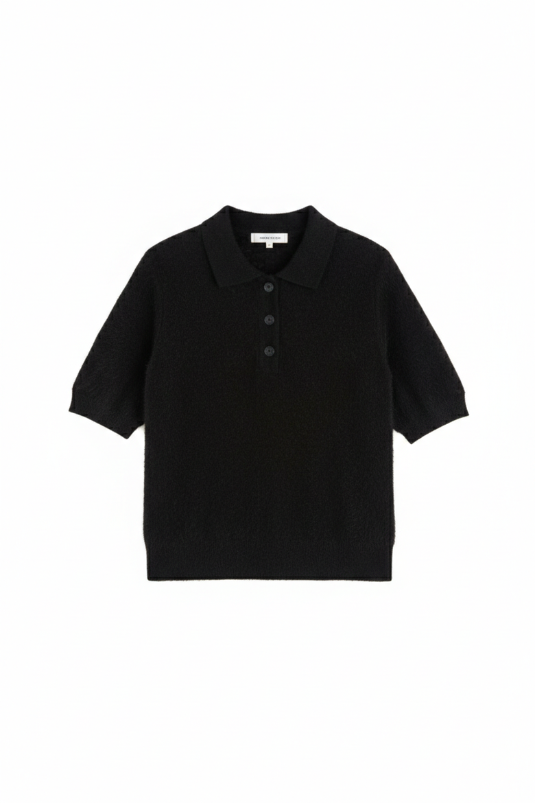Brushed Cashmere Polo Tee, Alternate, color, Black