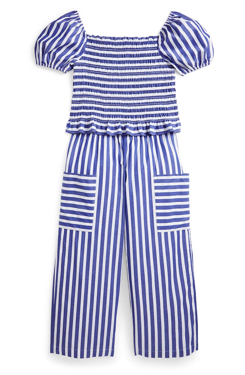 Polo Ralph Lauren Kids' '50s Smocked Poplin Crop Top & Pants Set, Main, color,