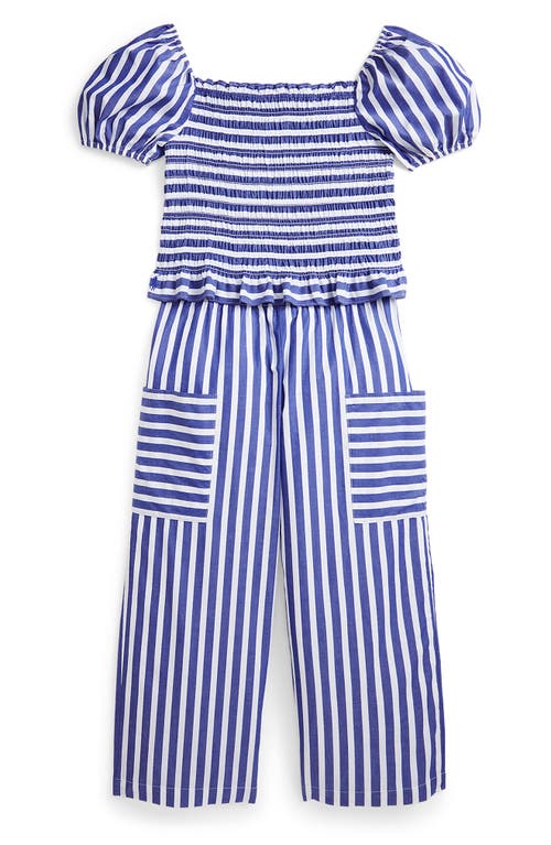 Polo Ralph Lauren Striped Cotton Top & Cropped Pant Set In Royal White