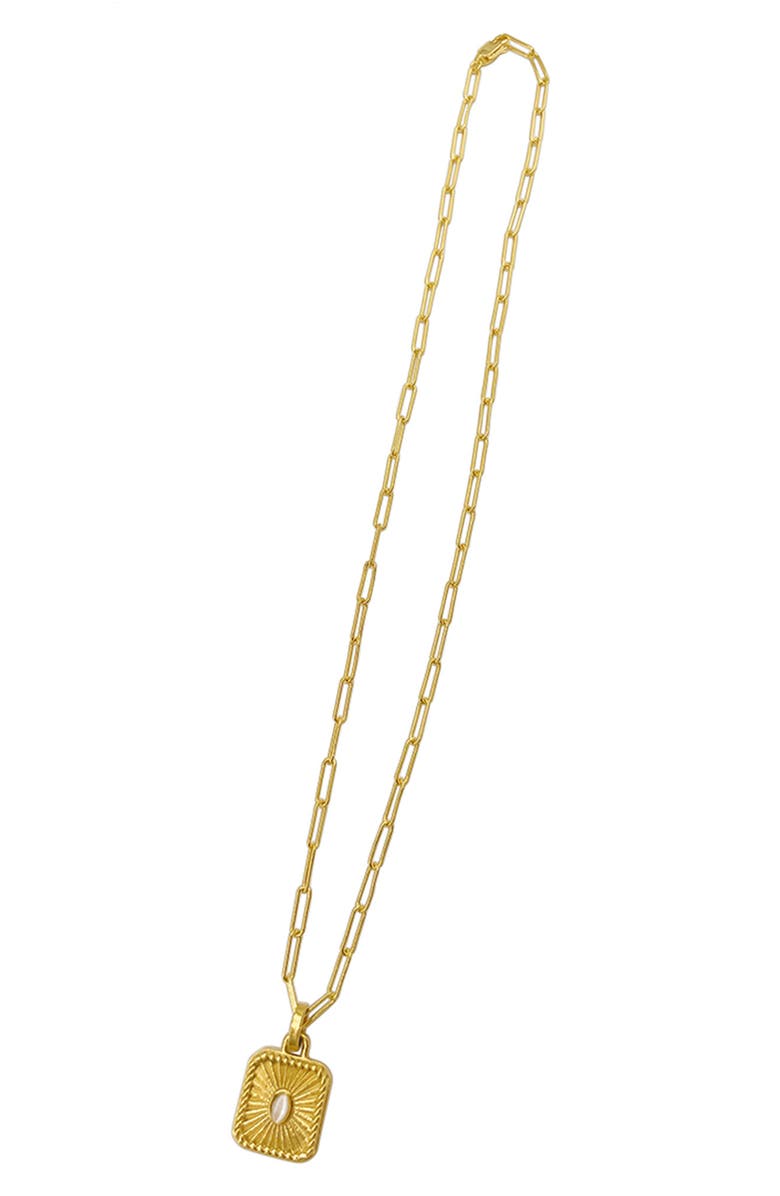 Adornia Water Resistant 14K Yellow Gold Plated Stainless Steel Paperclip Chain Pendant Necklace, Alternate, color, Yellow