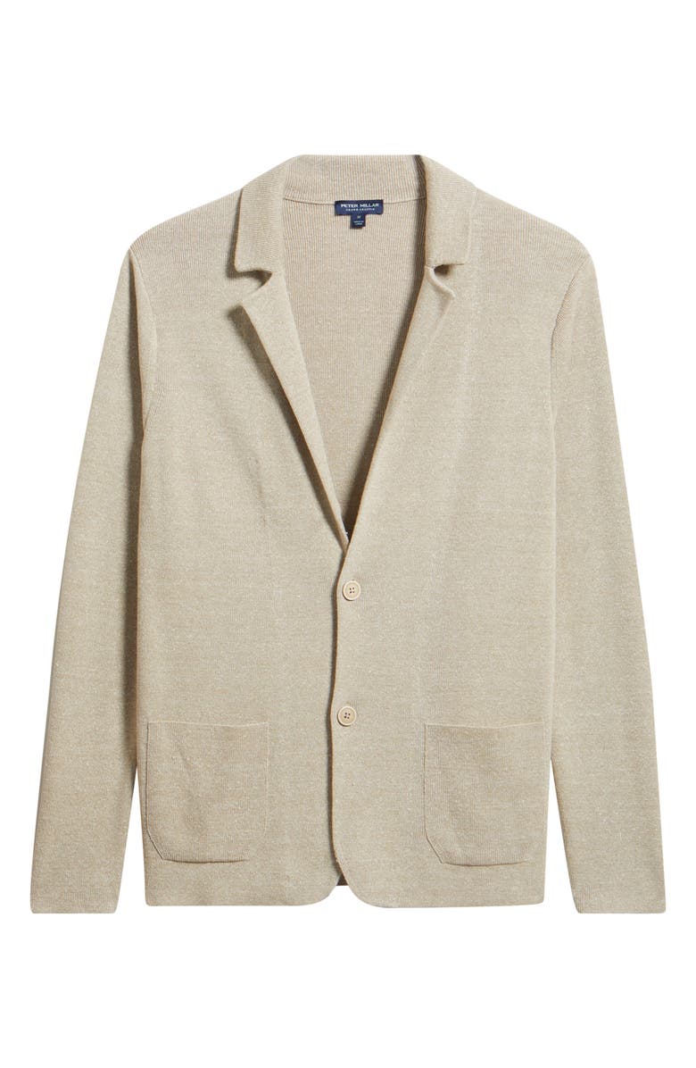 Peter Millar Crown Crafted Beau Merino Wool & Linen Cardigan, Main, color, Truffle