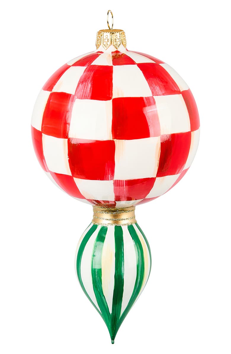 MACKENZIE CHILDS Check it Out Drop Glass Ornament, Main, color, Red