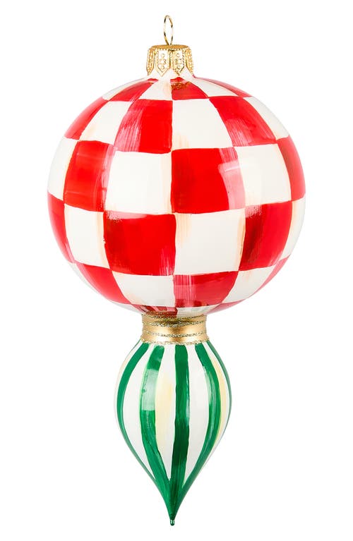 Mackenzie-childs Mackenzie Childs Check It Out Drop Glass Ornament In Red