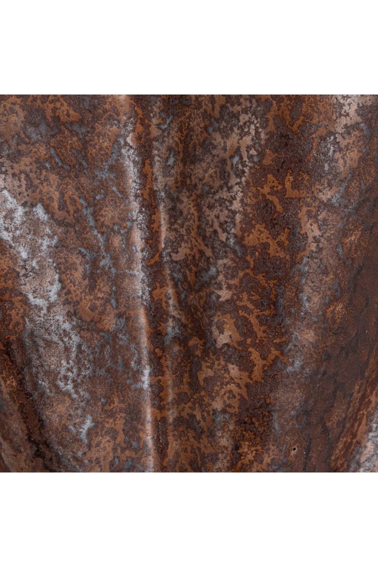Round Stoneware Ruffled Bowl with Reactive Glaze, Brown, Alternate, color, Brown