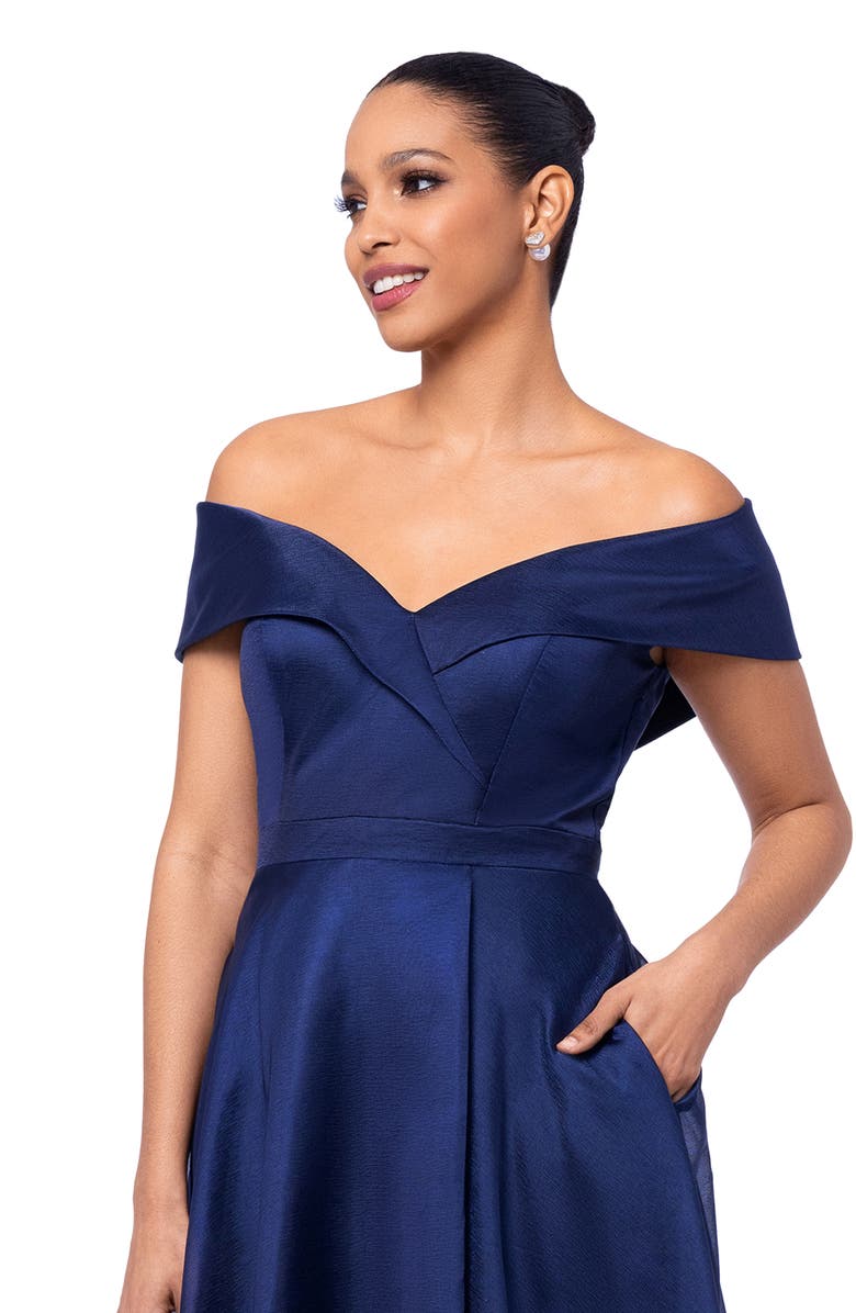 Xscape Evenings Off the Shoulder Organza Gown, Alternate, color,