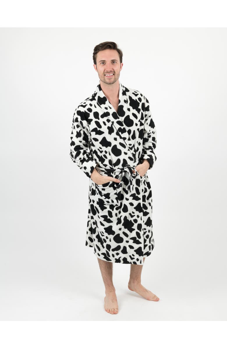 Leveret Men's Fleece Robe, Main, color, Cow Black
