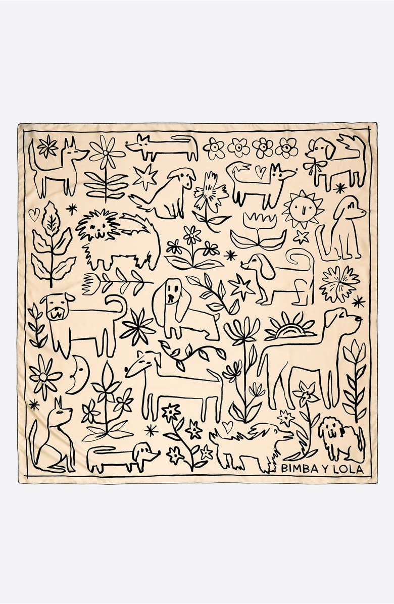 Bimba y Lola Sketch Dogs Scarf, Main, color, Ecru