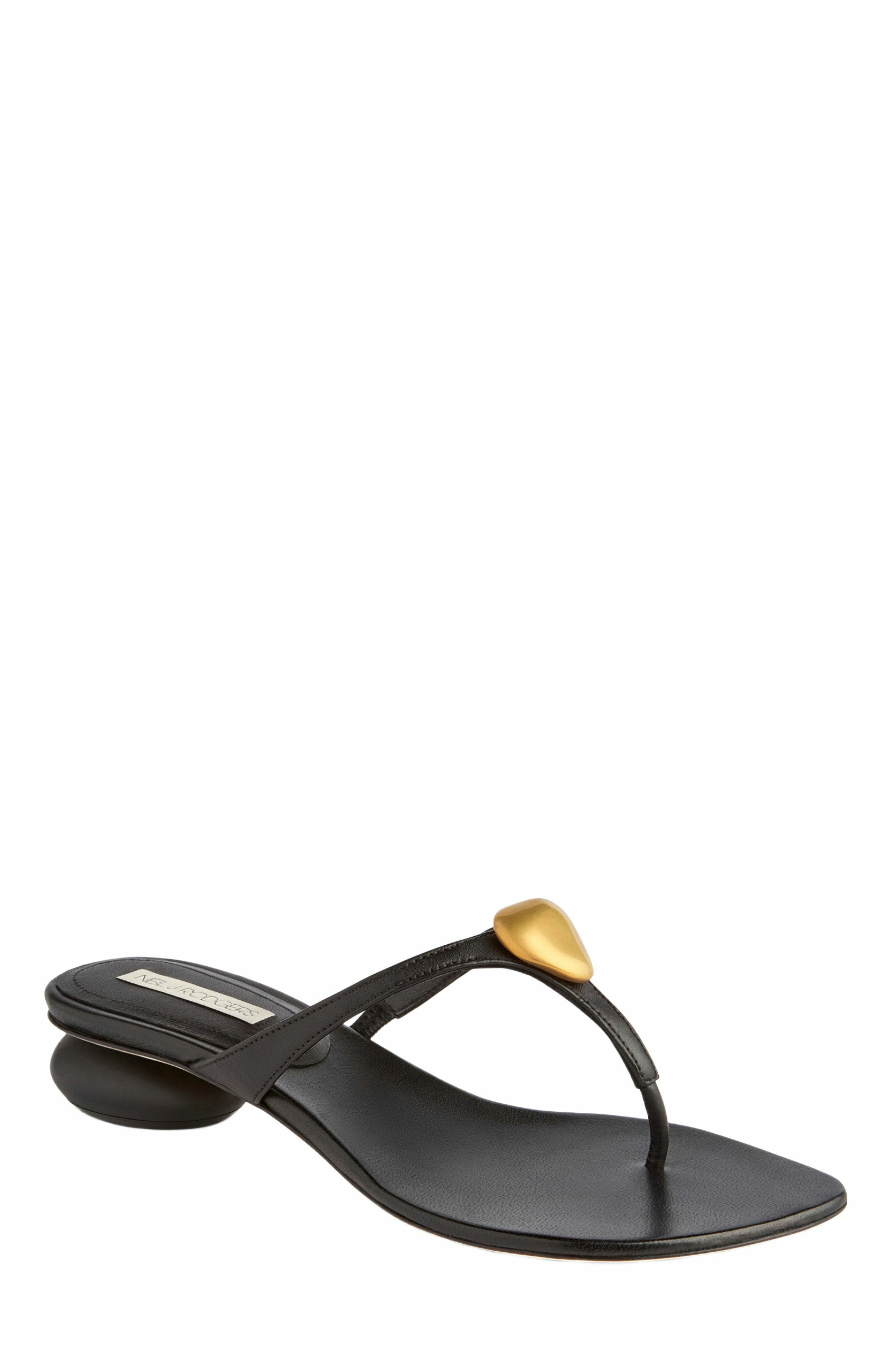 Neil J. Rodgers Pebble Sandal, Alternate, color, Black Nappa