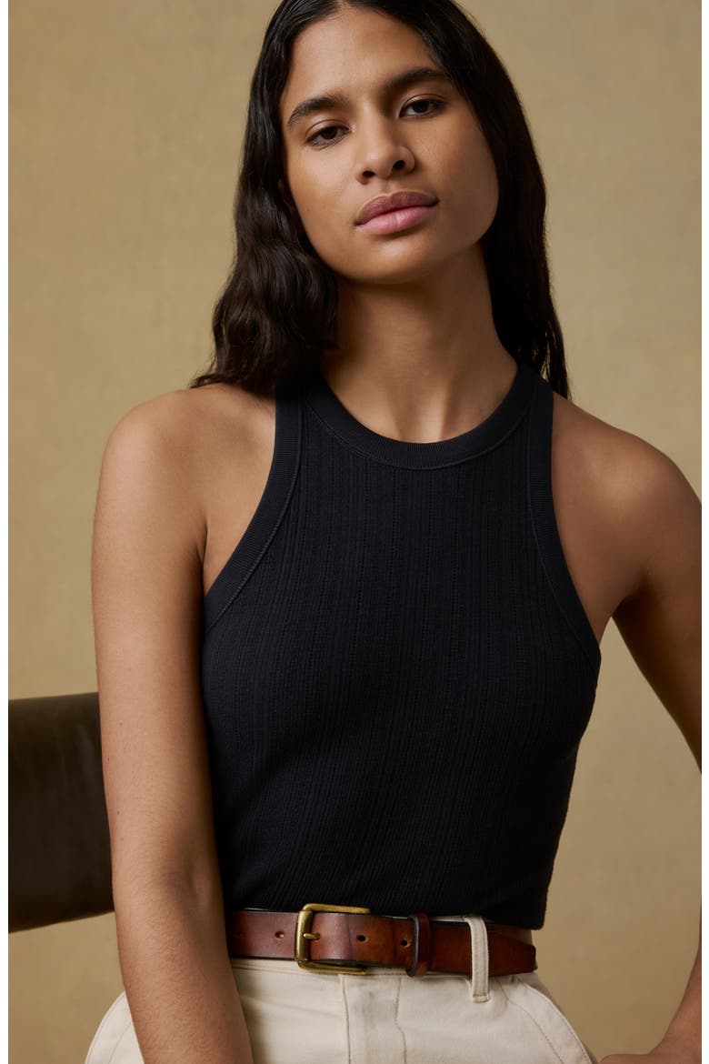 Paradise Pointelle Organic Cotton Tank, Alternate, color, BLACK