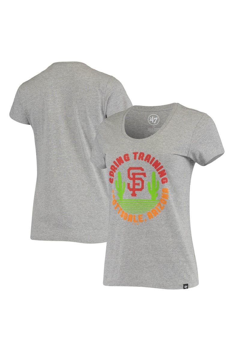 Women's '47 Heathered Gray San Francisco Giants Spring Training Cactus Circle Scoop Neck T-Shirt, Main, color, Gray