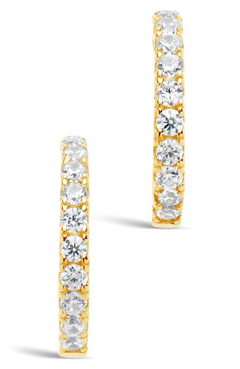Sterling Forever 14K Yellow Gold Vermeil Pave Cubic Zirconia Hoop Stud Earrings, Alternate, color, Gold