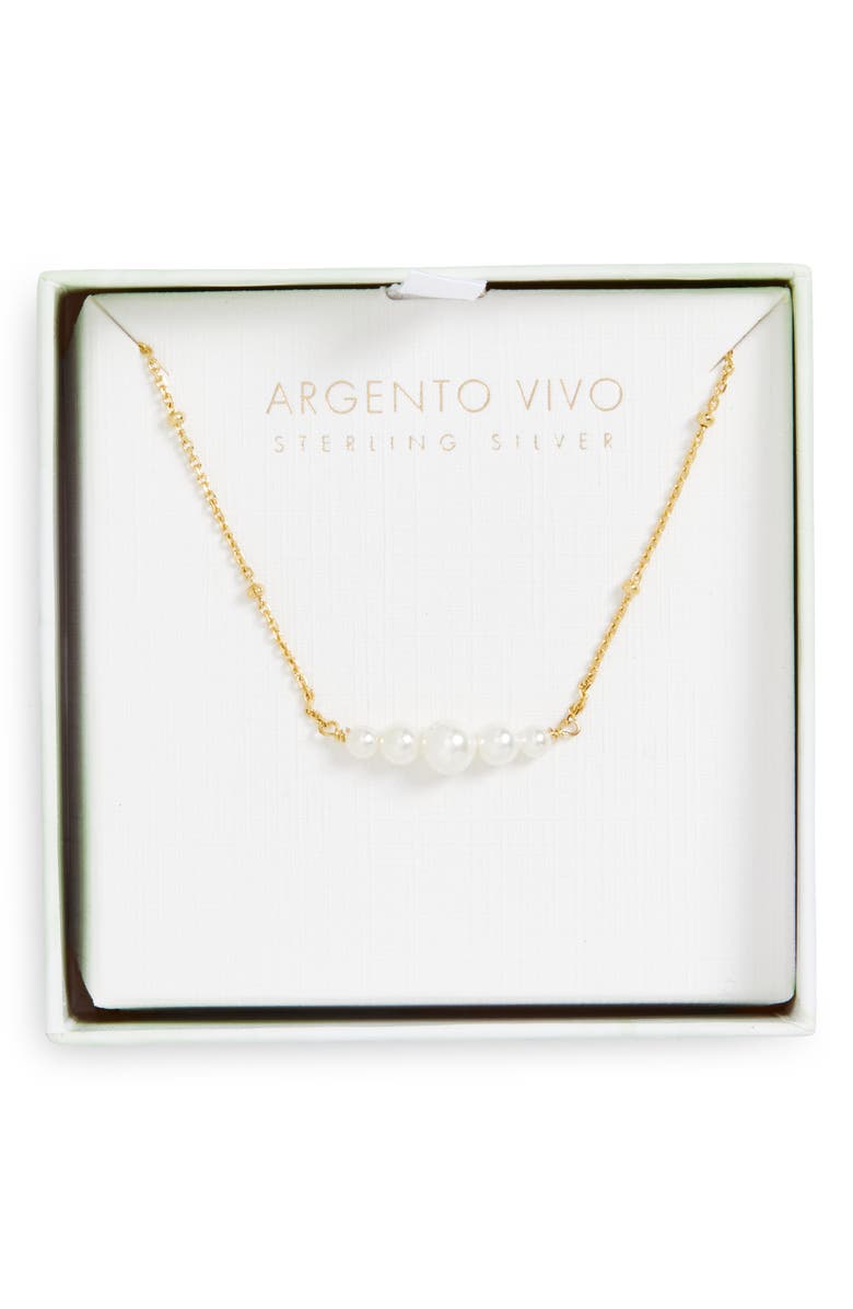 ARGENTO VIVO Faux Pearl Station Chain Necklace, Main, color, 