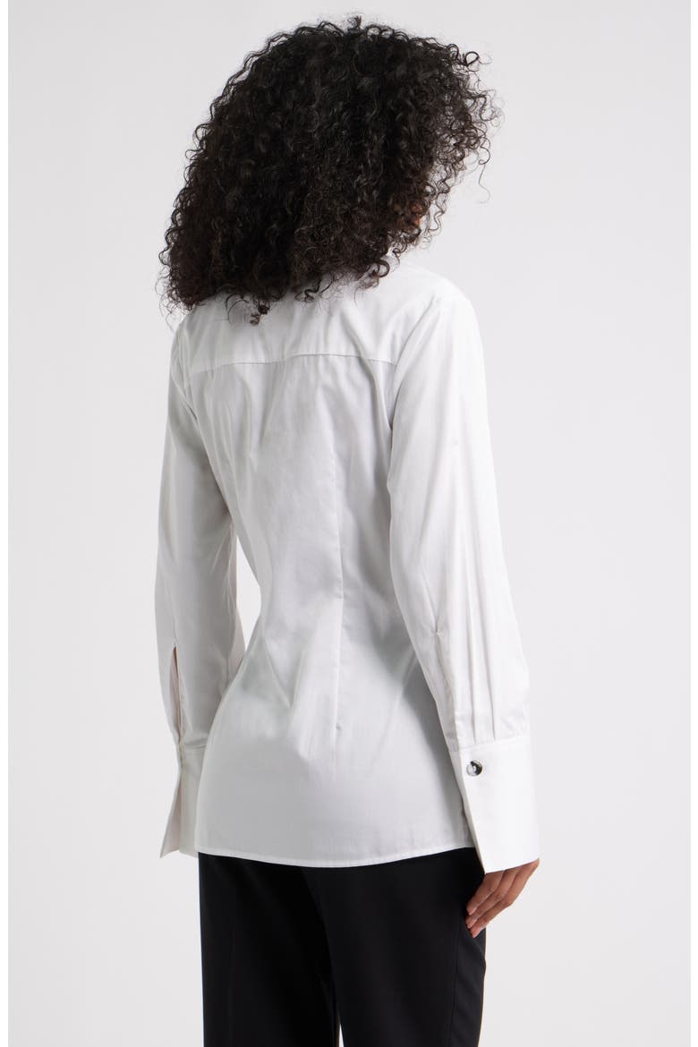 Asymmetric Cotton Poplin Wrap Shirt, Alternate, color, WHITE