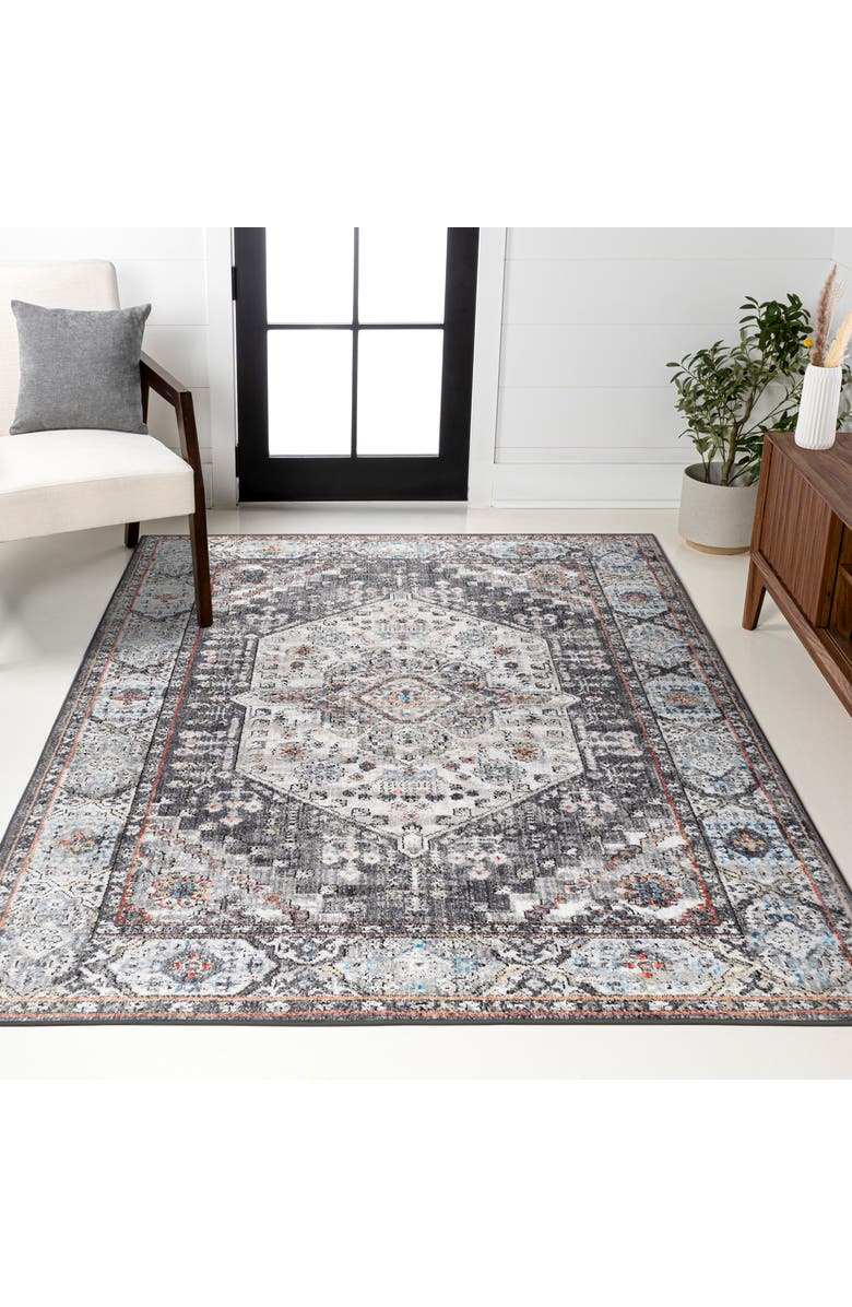 JONATHAN Y Kesan Vintage Medallion Area Rug, Alternate, color, Charcoal Gray/Ivory