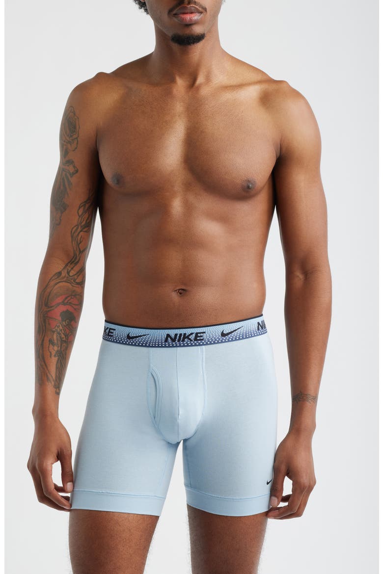 Dri-FIT Essential Assorted 3-Pack Stretch Cotton Boxer Briefs, Main, color, BLUE ASSORTED