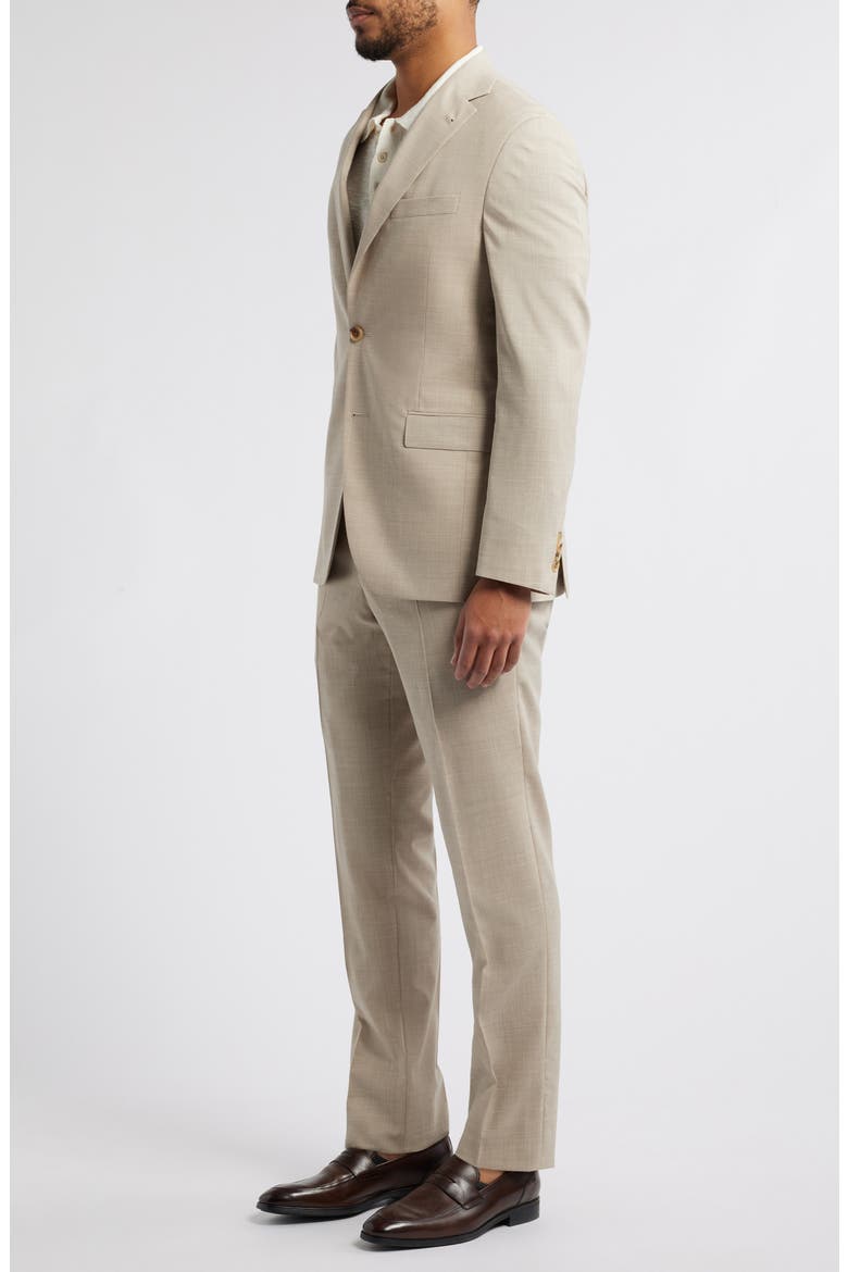Midland Tan Slub Stretch Wool & Silk Blend Suit, Alternate, color, TAN