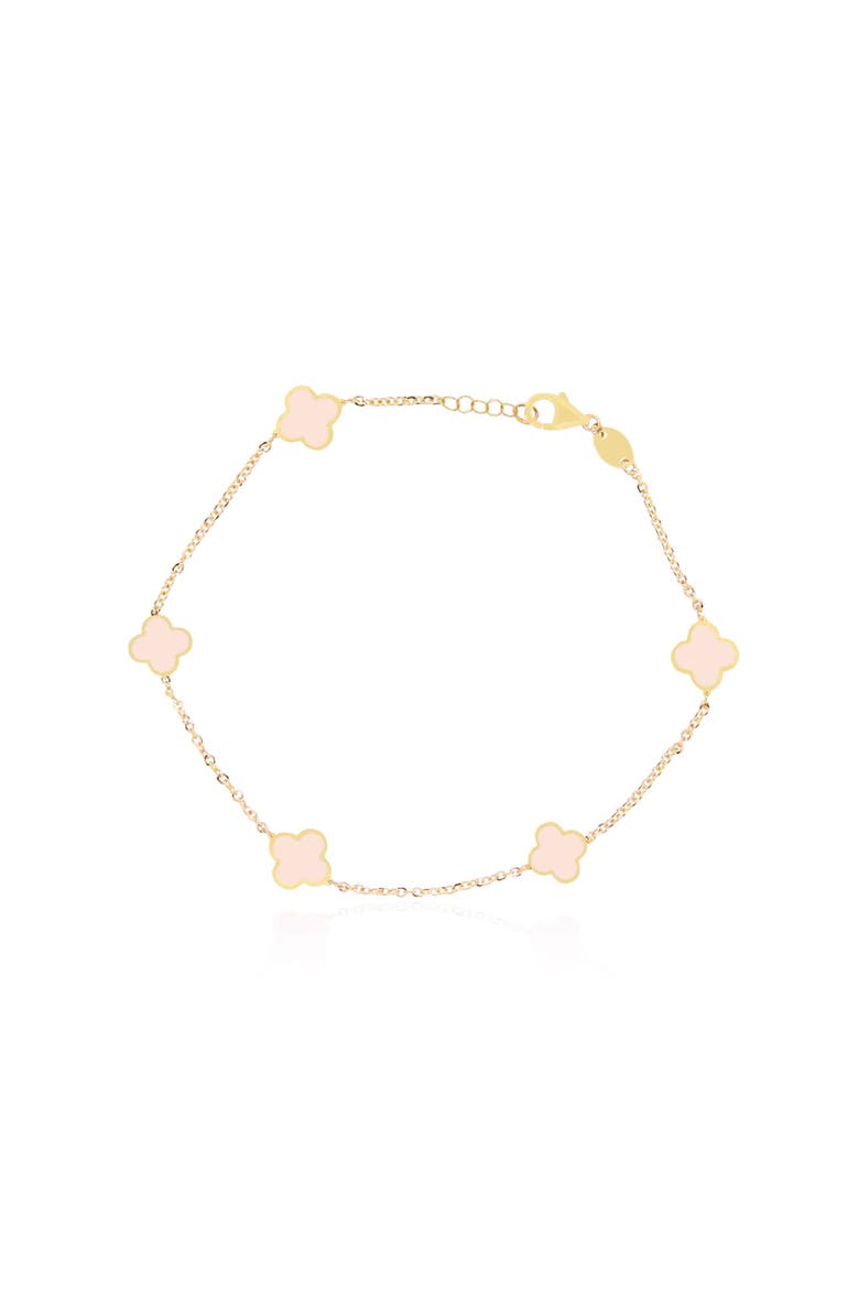 Mini Pink Pearl Clover Bracelet, Main, color, Pink Pearl
