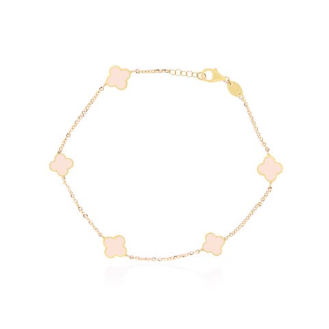 Mini Pink Pearl Clover Bracelet