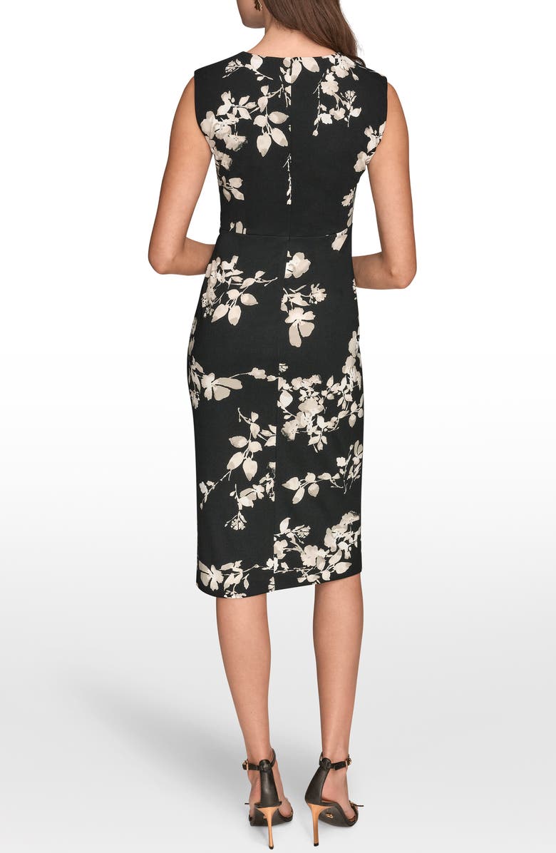 Donna Karan New York Floral Side Ruched Sheath Dress, Alternate, color, Black Multi