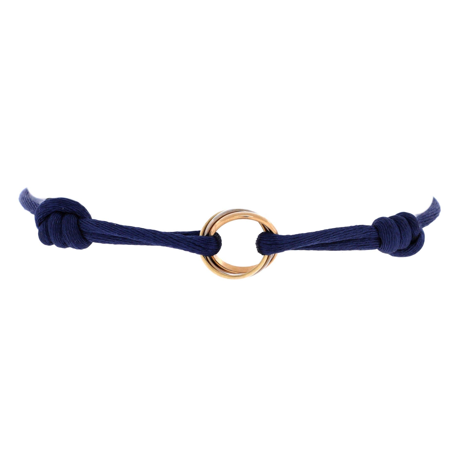 Trinity On Cord Bracelet Silk Cord with 18K Tricolor Gold, Main, color, Metallic Gold