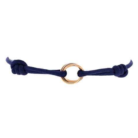Trinity On Cord Bracelet Silk Cord with 18K Tricolor Gold