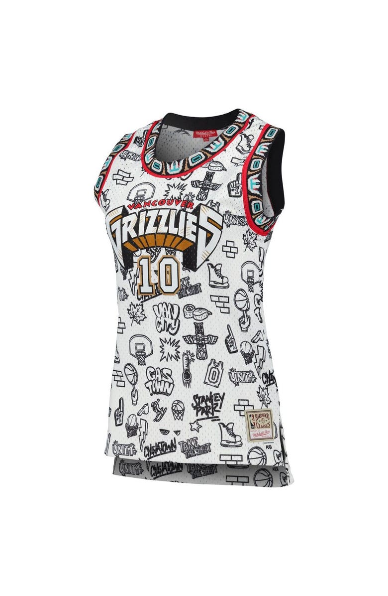 Mitchell & Ness Women's Mitchell & Ness Mike Bibby White Vancouver Grizzlies 1998 Doodle Swingman Jersey, Alternate, color, 