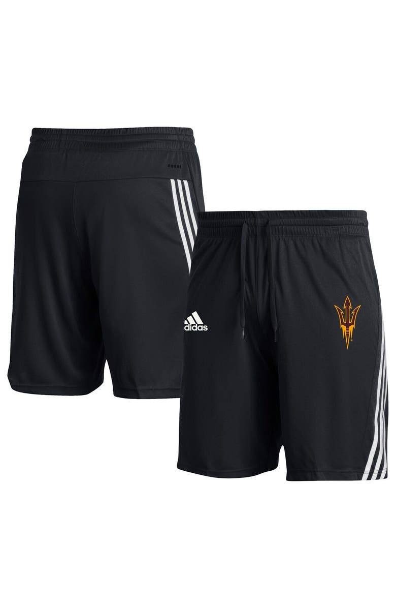adidas Men's adidas Black Arizona State Sun Devils AEROREADY Three-Stripe Knit Shorts, Alternate, color,