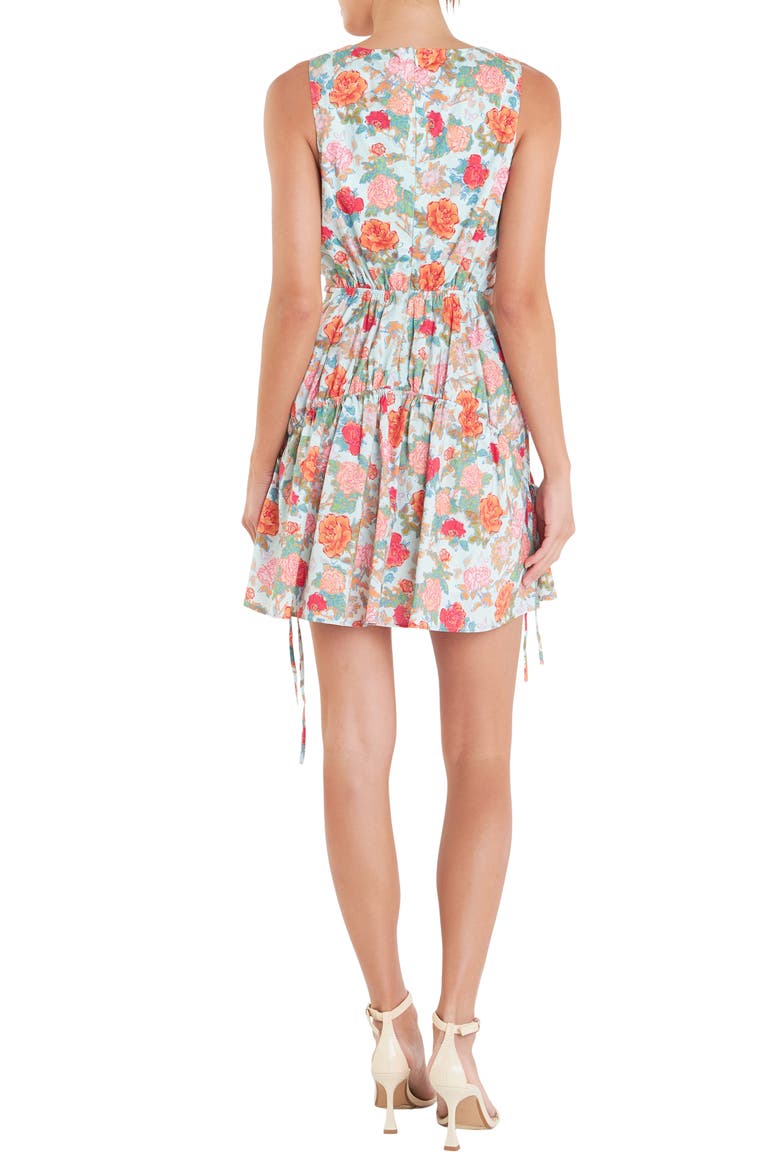 Floral Side Cutout Minidress, Alternate, color, PINK WHITE MULTI