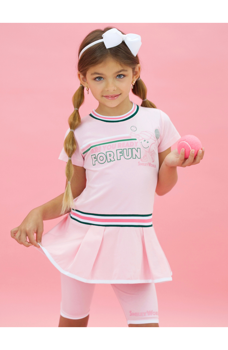 Mia Belle Girls Varsity Spirit Dress and Biker Short Set, Alternate, color, Pink