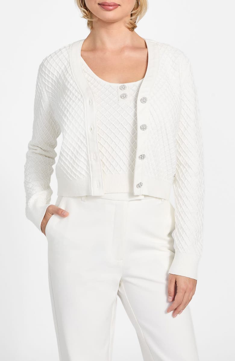GUESS Lylah Cardigan, Main, color, White