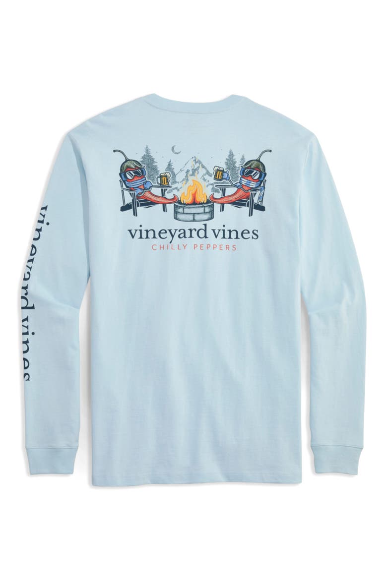 Chilly Peppers Long Sleeve Cotton Graphic Pocket T-Shirt, Alternate, color, PALE SKY