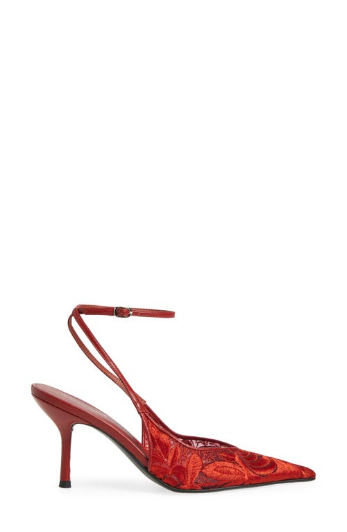 Jeffrey Campbell Exec Ankle Strap Pointed Toe Pump In Brick Red
