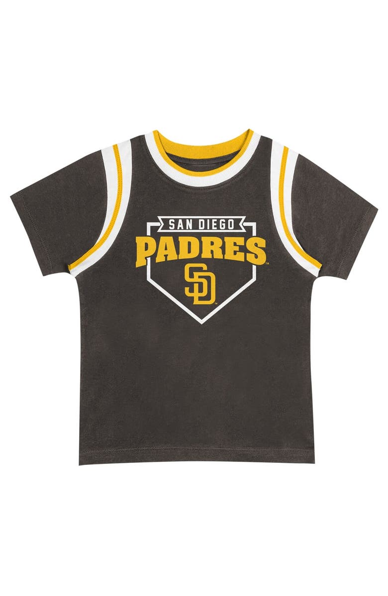 Outerstuff Toddler Fanatics Branded Brown/Gray San Diego Padres Bases Loaded T-Shirt & Shorts Set, Alternate, color, 
