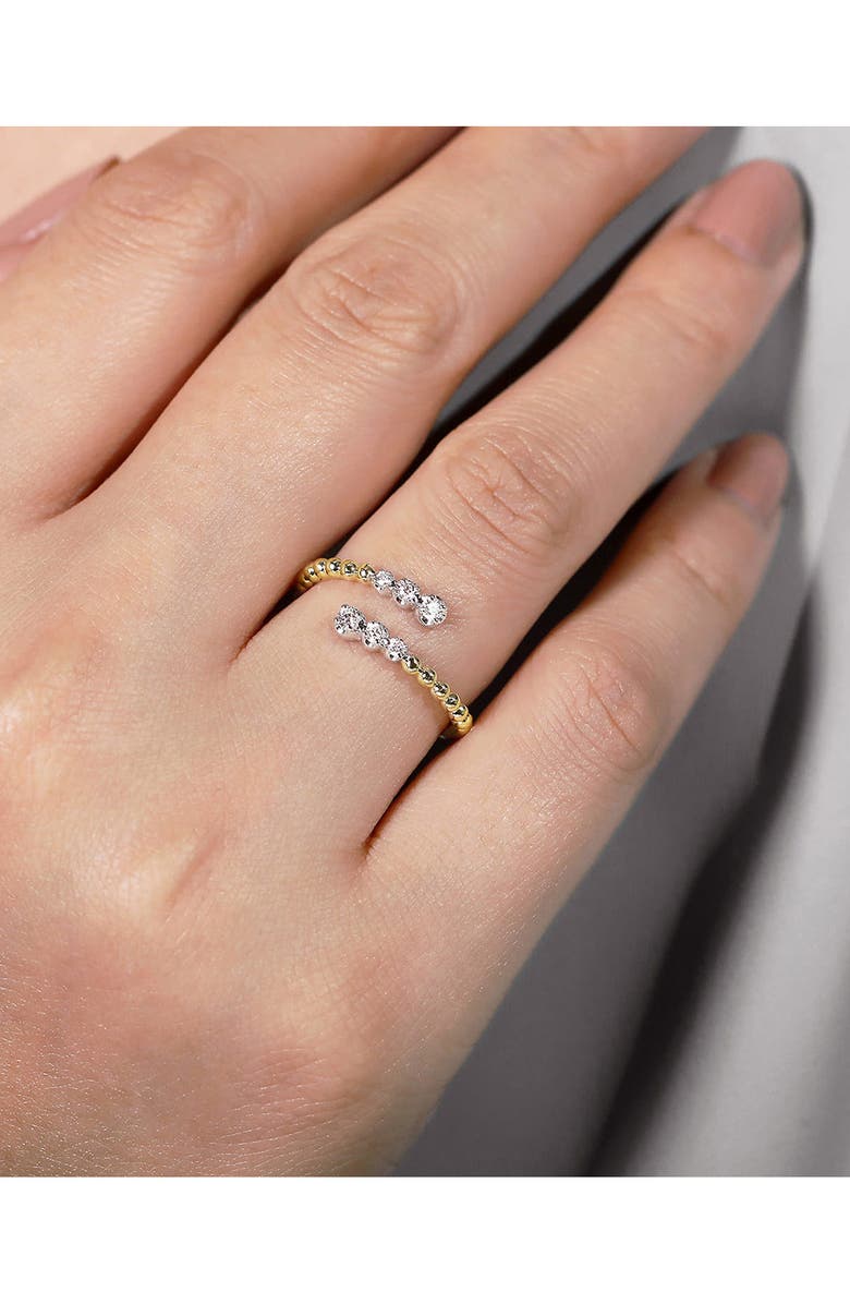 Gabriel & Co. Bujukan Two-Tone 14K Gold & Diamond Bypass Ring, Alternate, color, Two Tone
