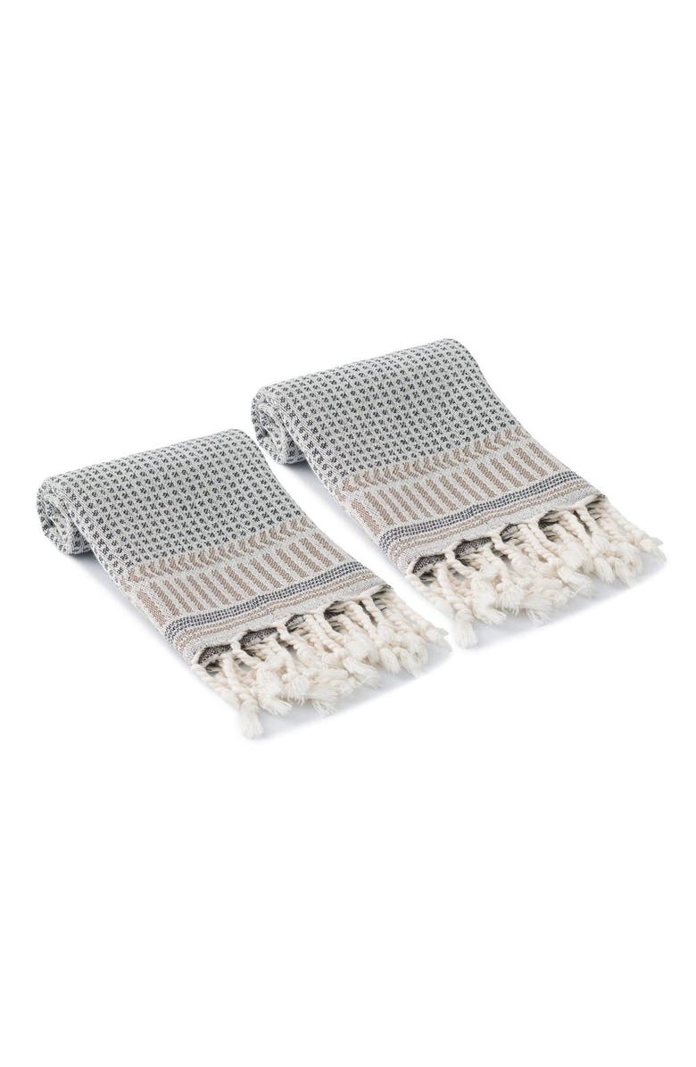 Oliviera Home Kilim Turkish Cotton Hand Towels - Set of 2, Main, color, Black