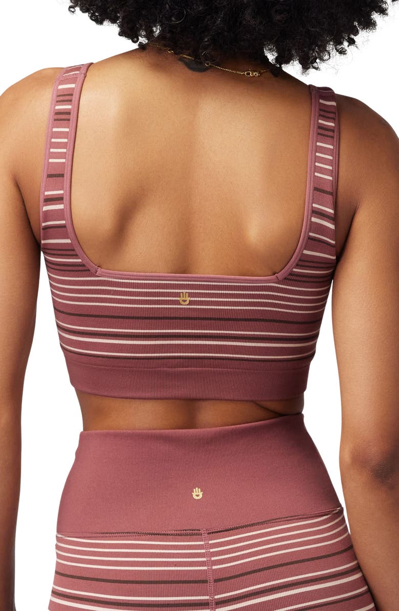 Spiritual Gangster Lena Stripe Seamless Rib Sports Bra, Alternate, color,