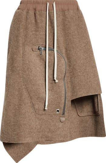 Rick Owens Dracca Asymmetric Virgin Wool Cargo Skirt | Nordstrom