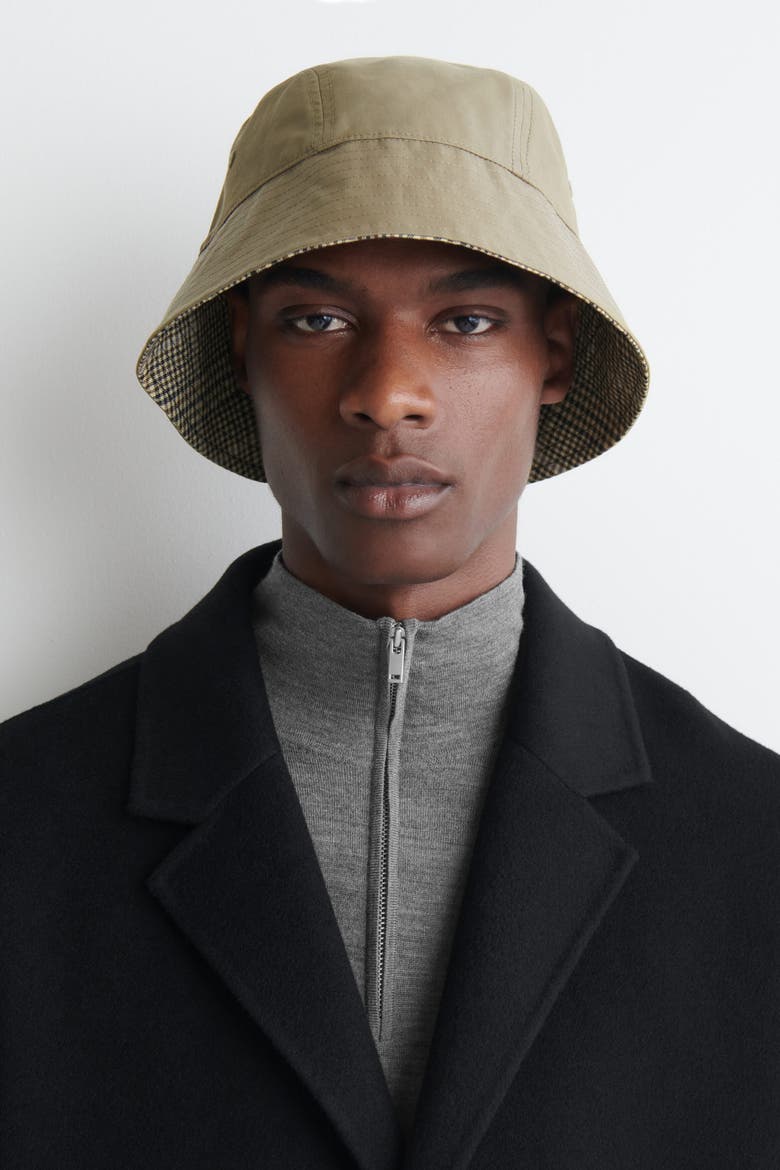 Reversible Bucket Hat, Alternate, color, BEIGE / CHECKED