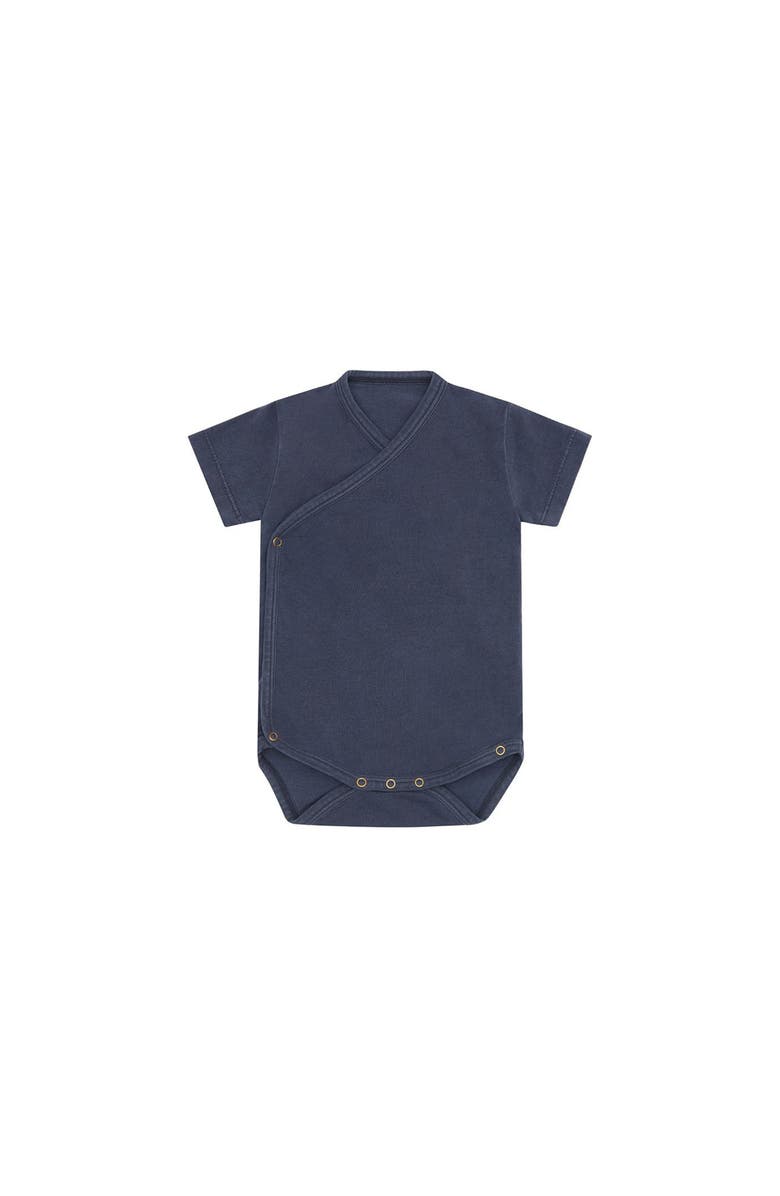 Vild House of Little SS Organic Cotton Wrapover Bodysuit, Main, color, Stone Blue-Palmetto Plant Dye