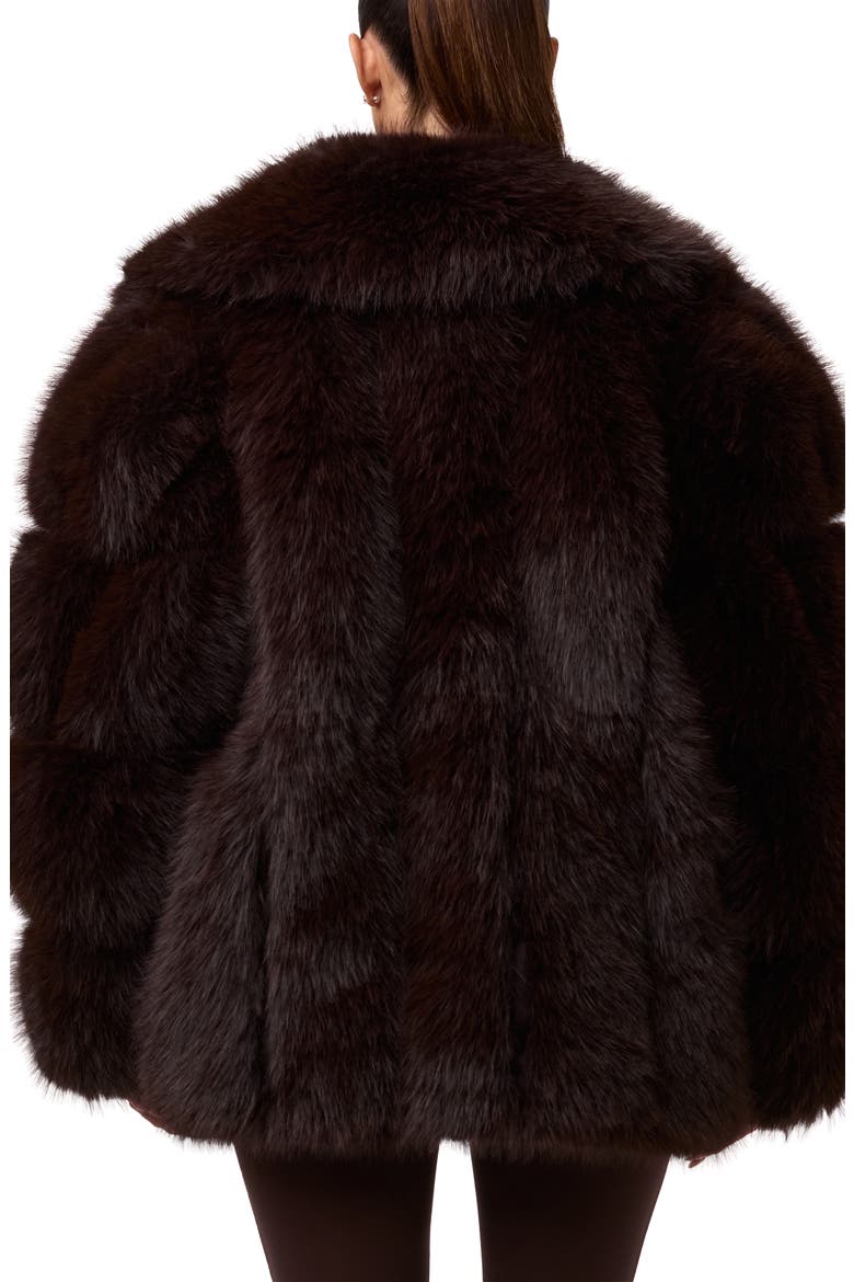 Shawl Lapel Faux Fur Coat, Alternate, color, DARK CHOCOLATE