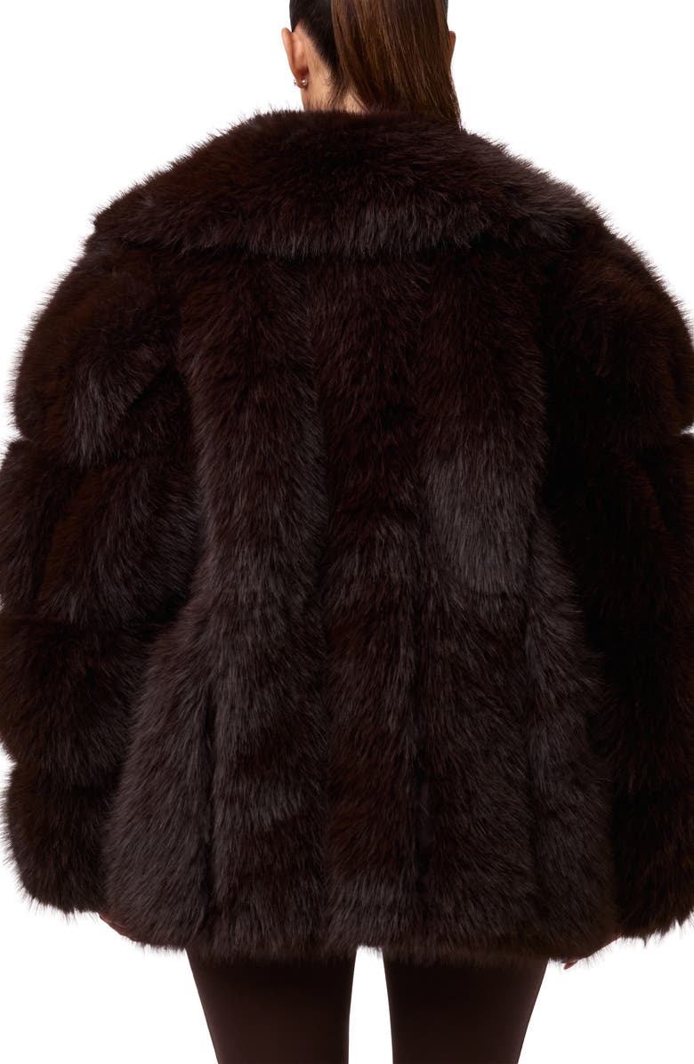 Naked Wardrobe Shawl Lapel Faux Fur Coat, Alternate, color, Dark Chocolate
