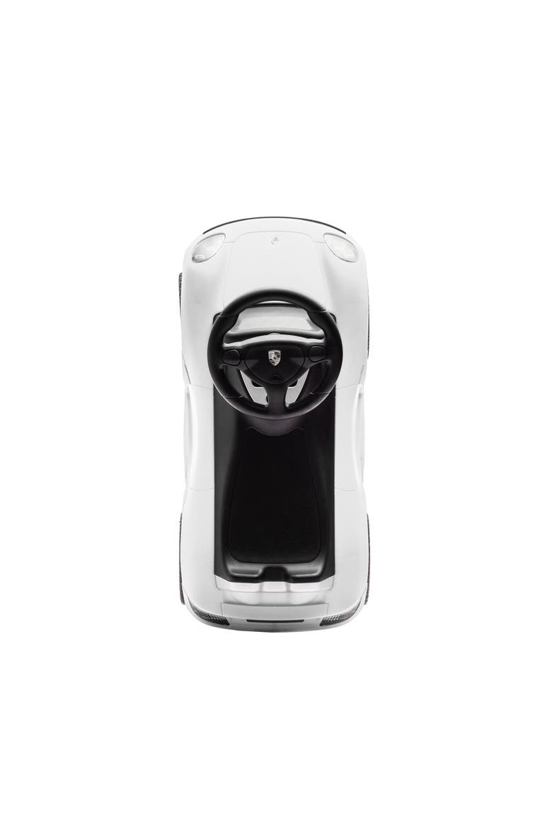 Officially Licensed Porsche 911 Carrera GT Foot-to-Floor Ride-On Car for Toddlers 1-5, Horn, Light, Storage, Black, Alternate, color, WHITE