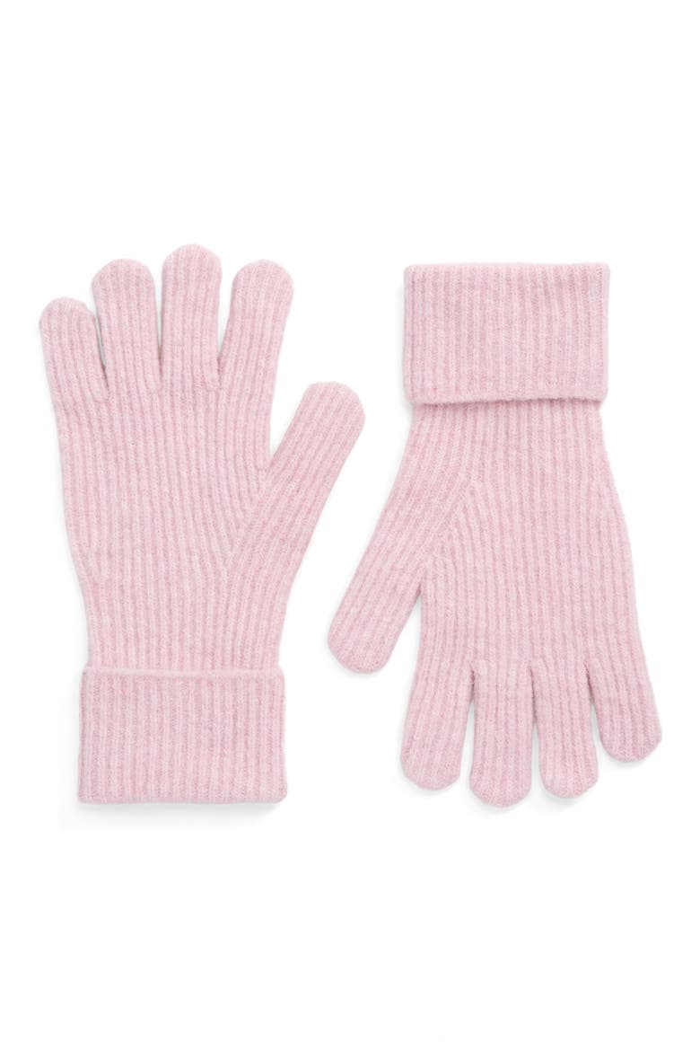 Brittea Magnolia Rib Knit Gloves, Main, color, PALE PINK