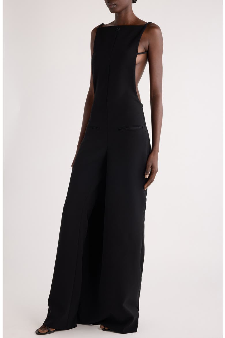 Infinity Allover Open Back Crepe Jumpsuit, Alternate, color, BLACK