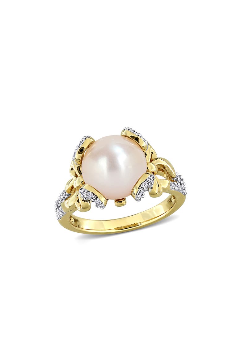 10-10.5mm Cultured Freshwater Pearl & White Topaz Ring, Main, color, WHITE
