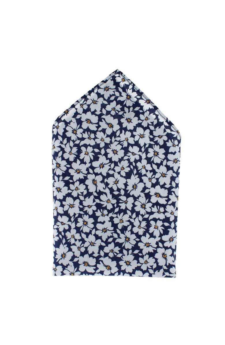 Ascentix Simple and Classy Cotton Foral Handkerchief, Main, color, Navy