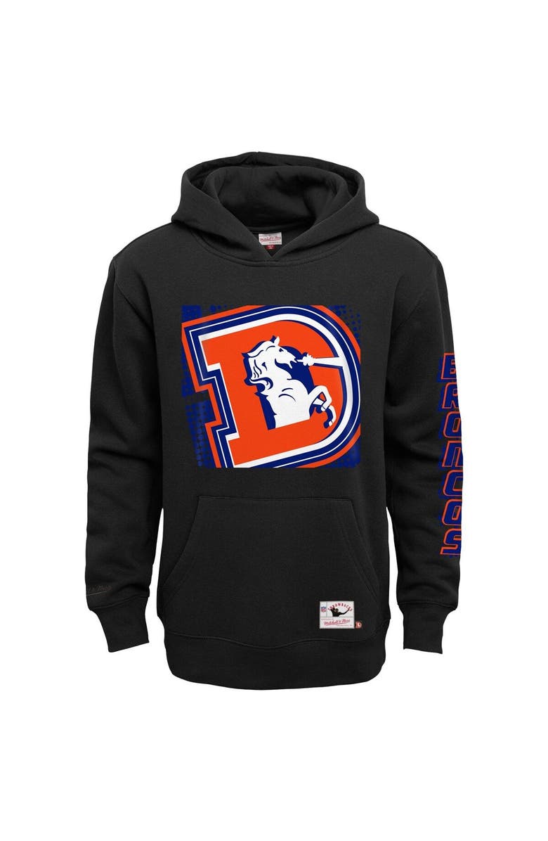 Mitchell & Ness Youth Mitchell & Ness Black Denver Broncos Big Face 7.0 Pullover Hoodie, Main, color, 