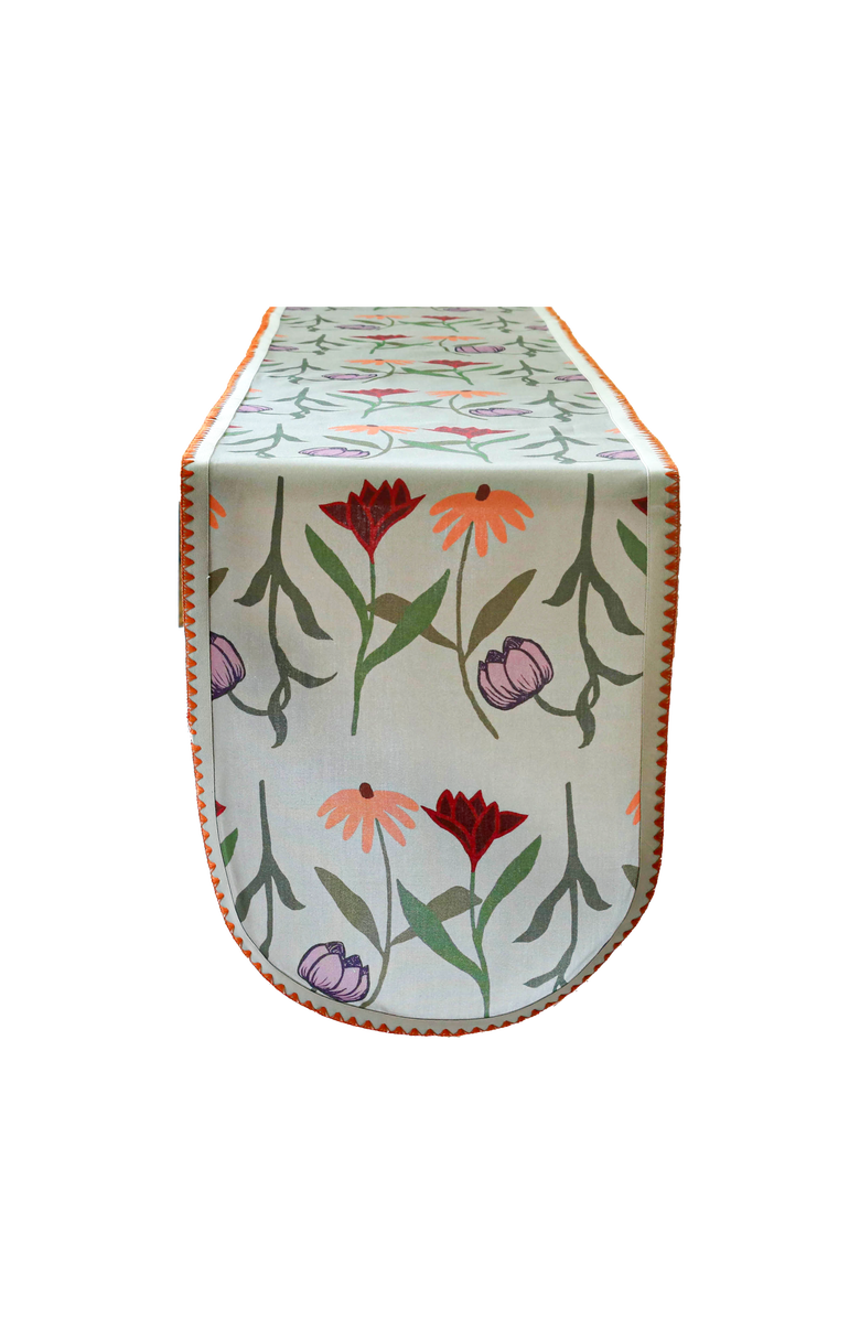 Sophie Williamson Design Table Runner Picnic on the Meadow, Main, color, White